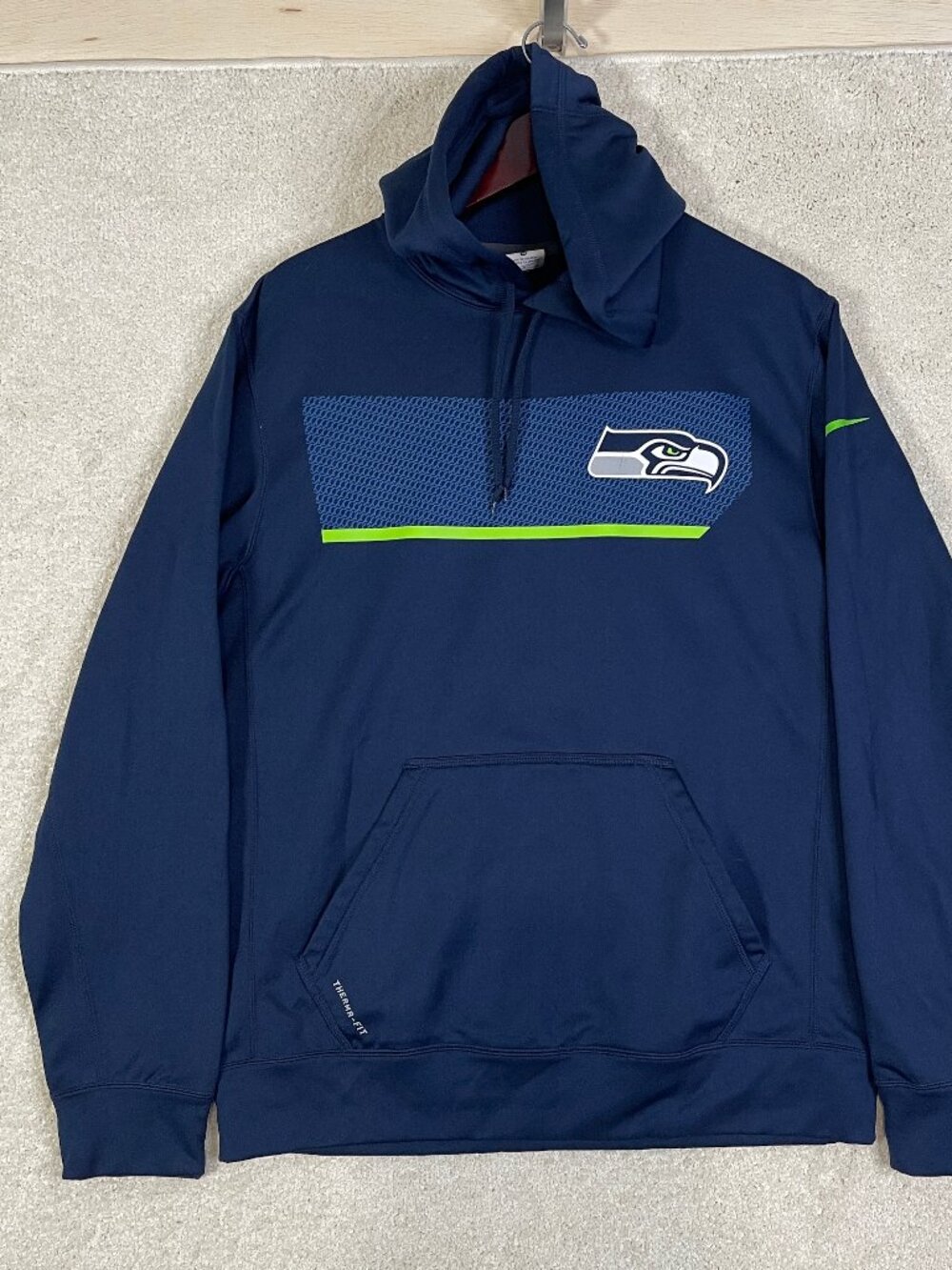 Nike NFL Seattle Seahawks Therma-FIT Hoodie Navy Blue Size Medium 574780